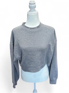 Women's Gray Cropped Crewneck Sweatshirt